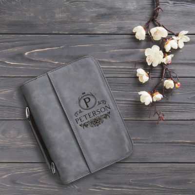 personalized laser engraved faux leather bible cover with handle and zipper